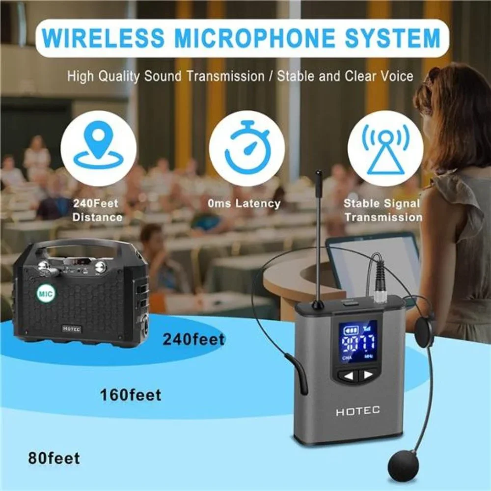 Wireless w/ Dual Headset Microphones/Lavalier Lapel Mics & Bodypack Transmitter